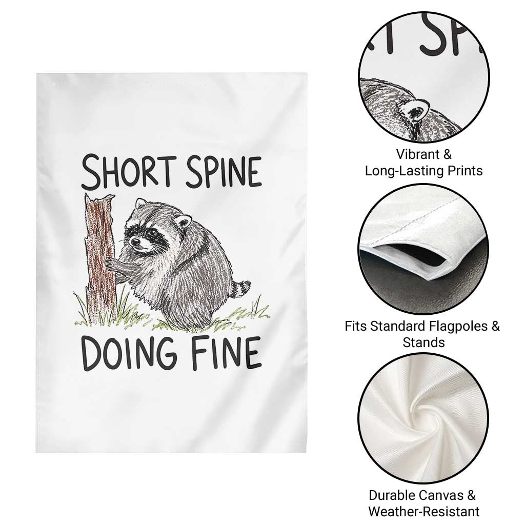 Jimothy Short Spine Doing Fine Inspirational Garden Flag Viral Seattle Raccoon Crayon Drawing Graphic