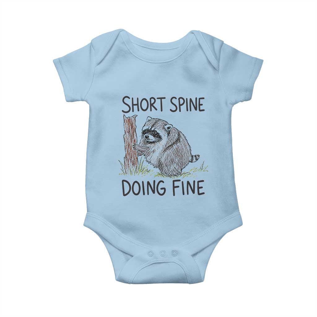 Jimothy Short Spine Doing Fine Inspirational Baby Onesie Viral Seattle Raccoon Crayon Drawing Graphic