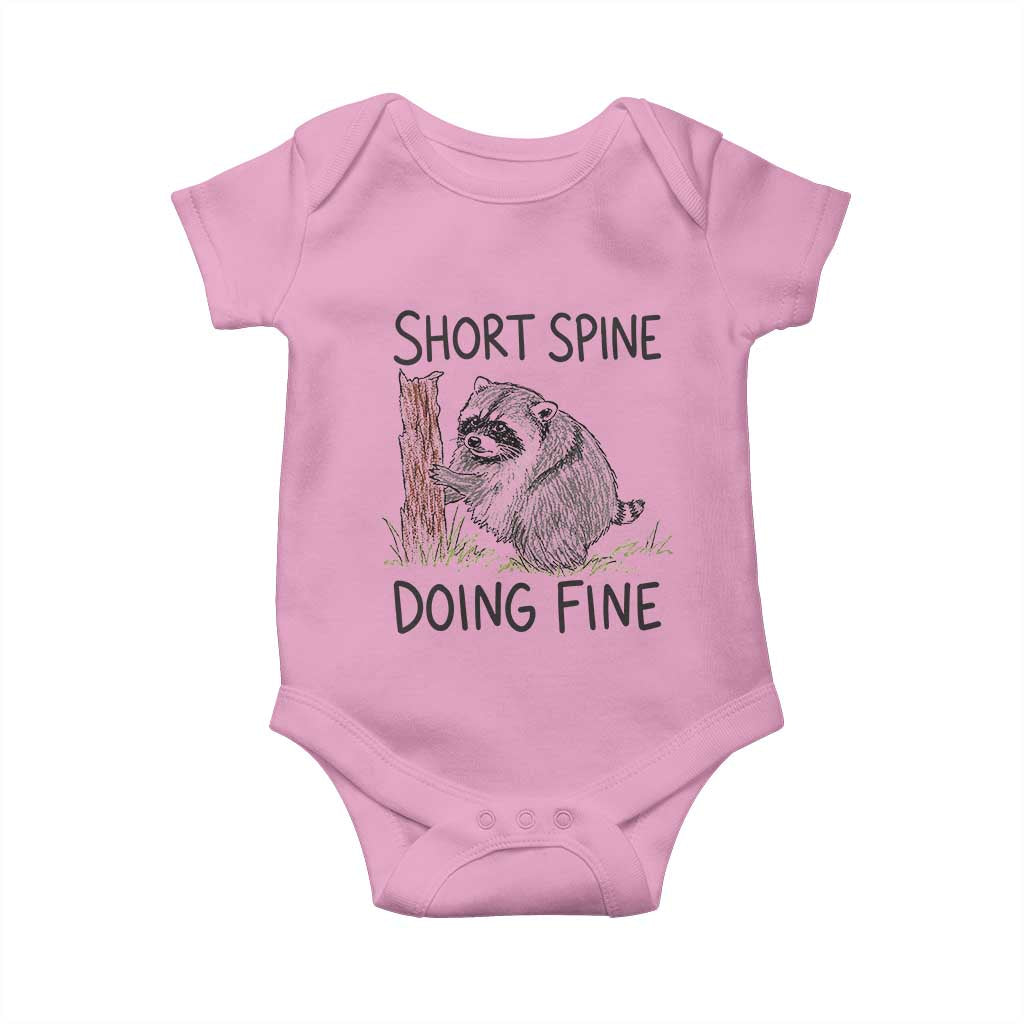 Jimothy Short Spine Doing Fine Inspirational Baby Onesie Viral Seattle Raccoon Crayon Drawing Graphic