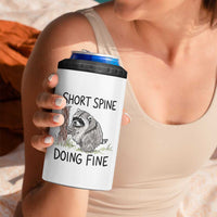 Jimothy Short Spine Doing Fine Inspirational 4 in 1 Can Cooler Tumbler Viral Seattle Raccoon Crayon Drawing Graphic