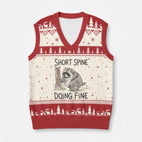 Jimothy Short Spine Doing Fine Inspirational V-Neck Knit Sweater Vest Viral Seattle Raccoon Crayon Drawing Graphic