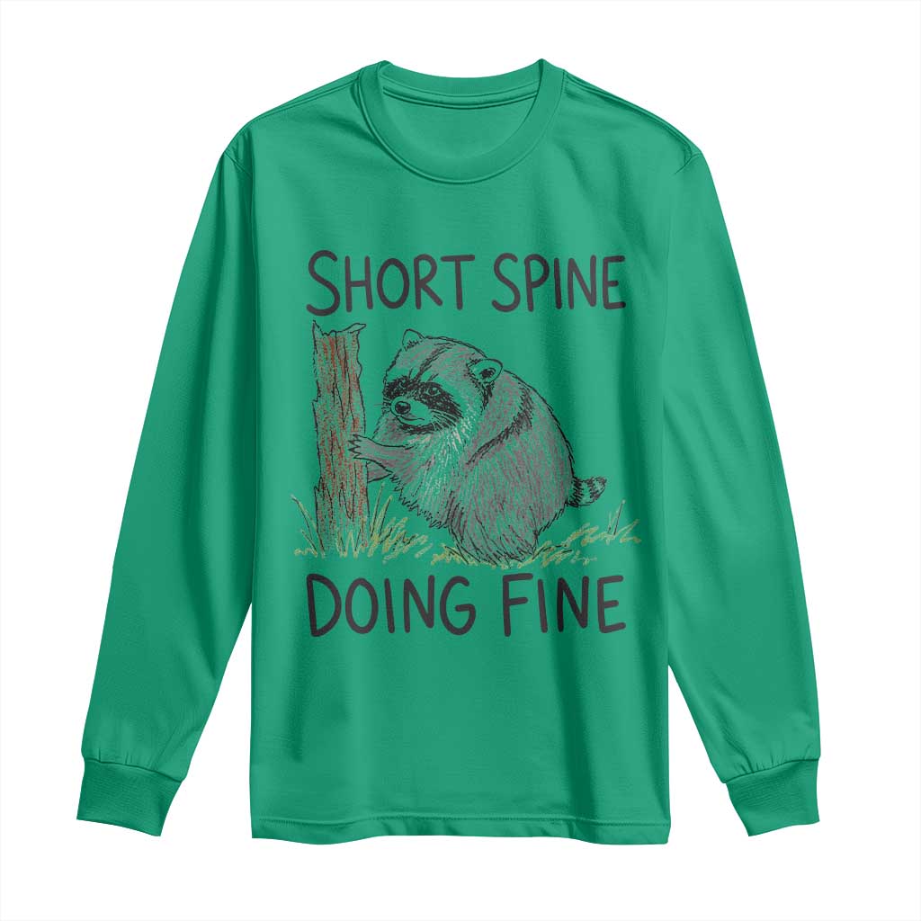 Jimothy Short Spine Doing Fine Inspirational Long Sleeve Shirt Viral Seattle Raccoon Crayon Drawing Graphic