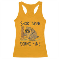 Jimothy Short Spine Doing Fine Inspirational Racerback Tank Top Viral Seattle Raccoon Crayon Drawing Graphic