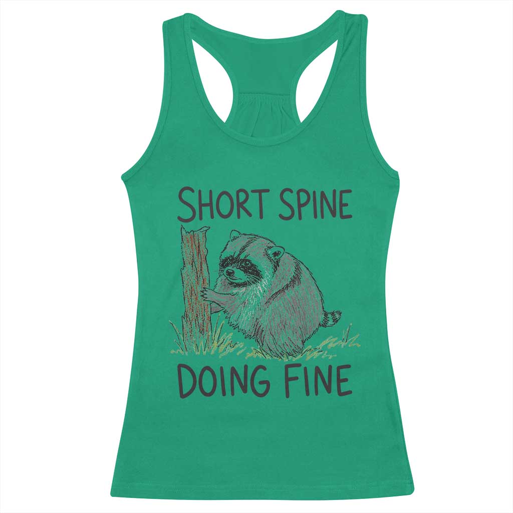 Jimothy Short Spine Doing Fine Inspirational Racerback Tank Top Viral Seattle Raccoon Crayon Drawing Graphic