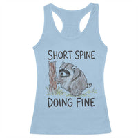 Jimothy Short Spine Doing Fine Inspirational Racerback Tank Top Viral Seattle Raccoon Crayon Drawing Graphic