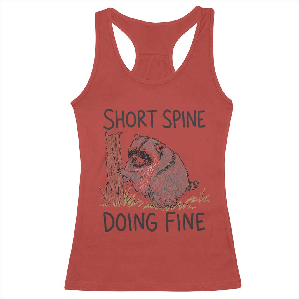 Jimothy Short Spine Doing Fine Inspirational Racerback Tank Top Viral Seattle Raccoon Crayon Drawing Graphic