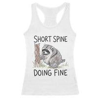 Jimothy Short Spine Doing Fine Inspirational Racerback Tank Top Viral Seattle Raccoon Crayon Drawing Graphic