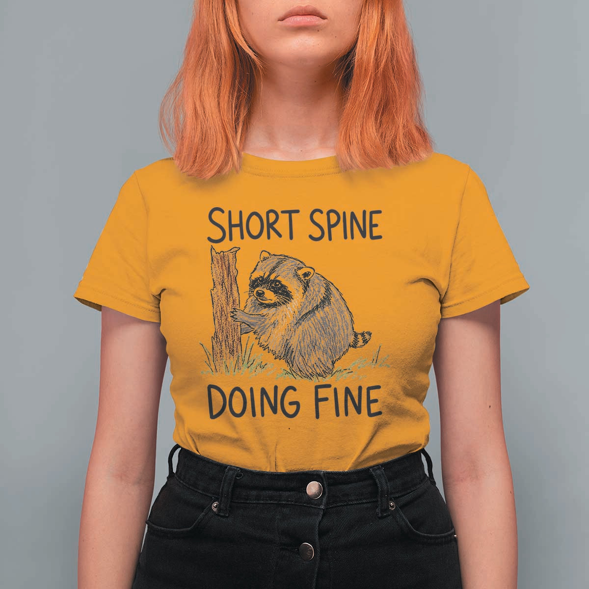 Jimothy Short Spine Doing Fine Inspirational T Shirt For Women Viral Seattle Raccoon Crayon Drawing Graphic
