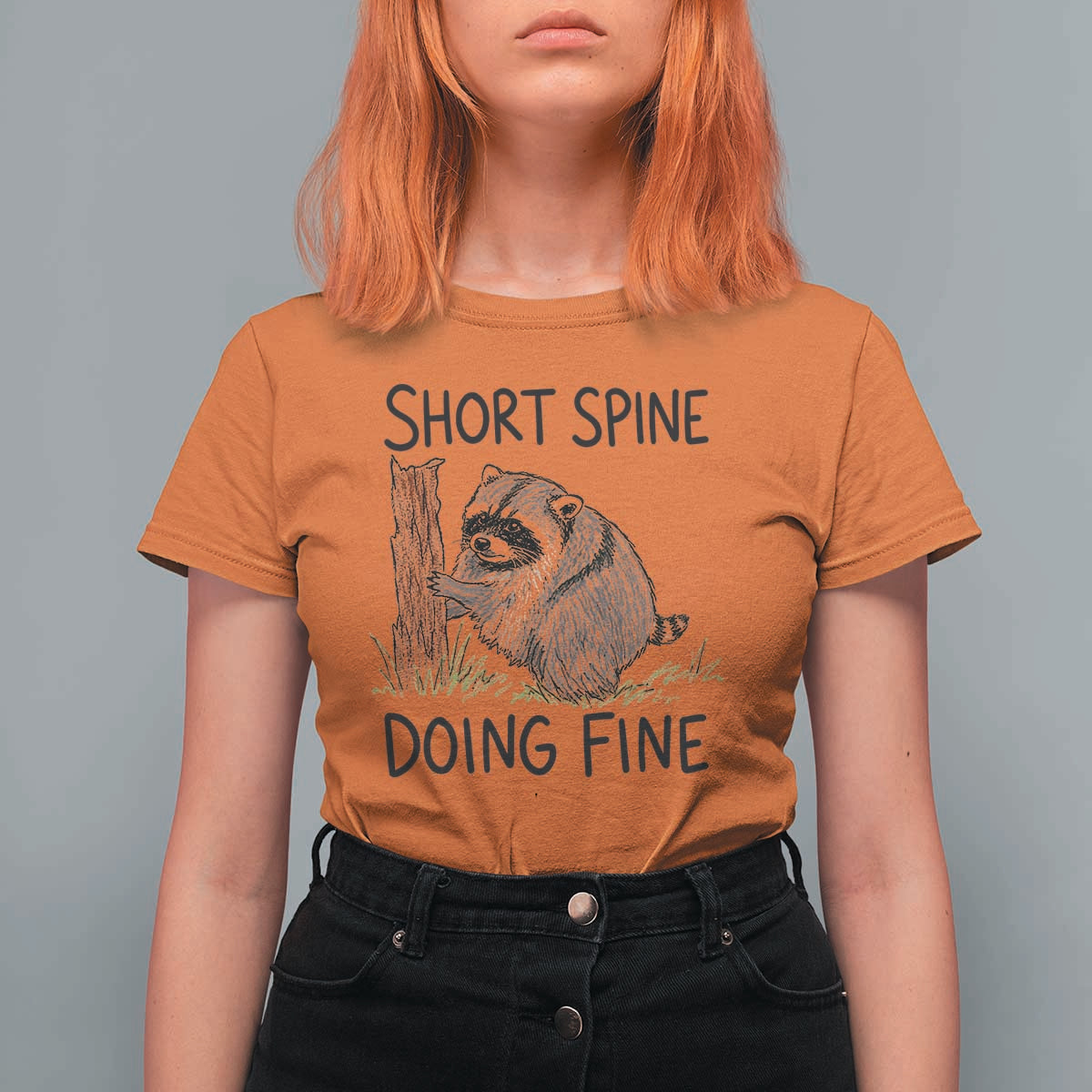 Jimothy Short Spine Doing Fine Inspirational T Shirt For Women Viral Seattle Raccoon Crayon Drawing Graphic