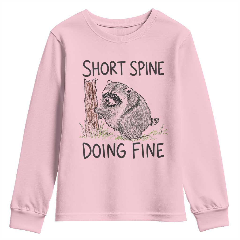 Jimothy Short Spine Doing Fine Inspirational Youth Sweatshirt Viral Seattle Raccoon Crayon Drawing Graphic