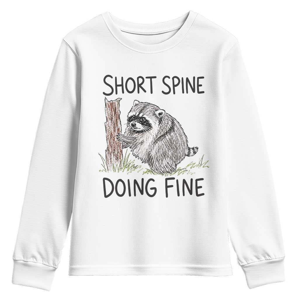 Jimothy Short Spine Doing Fine Inspirational Youth Sweatshirt Viral Seattle Raccoon Crayon Drawing Graphic