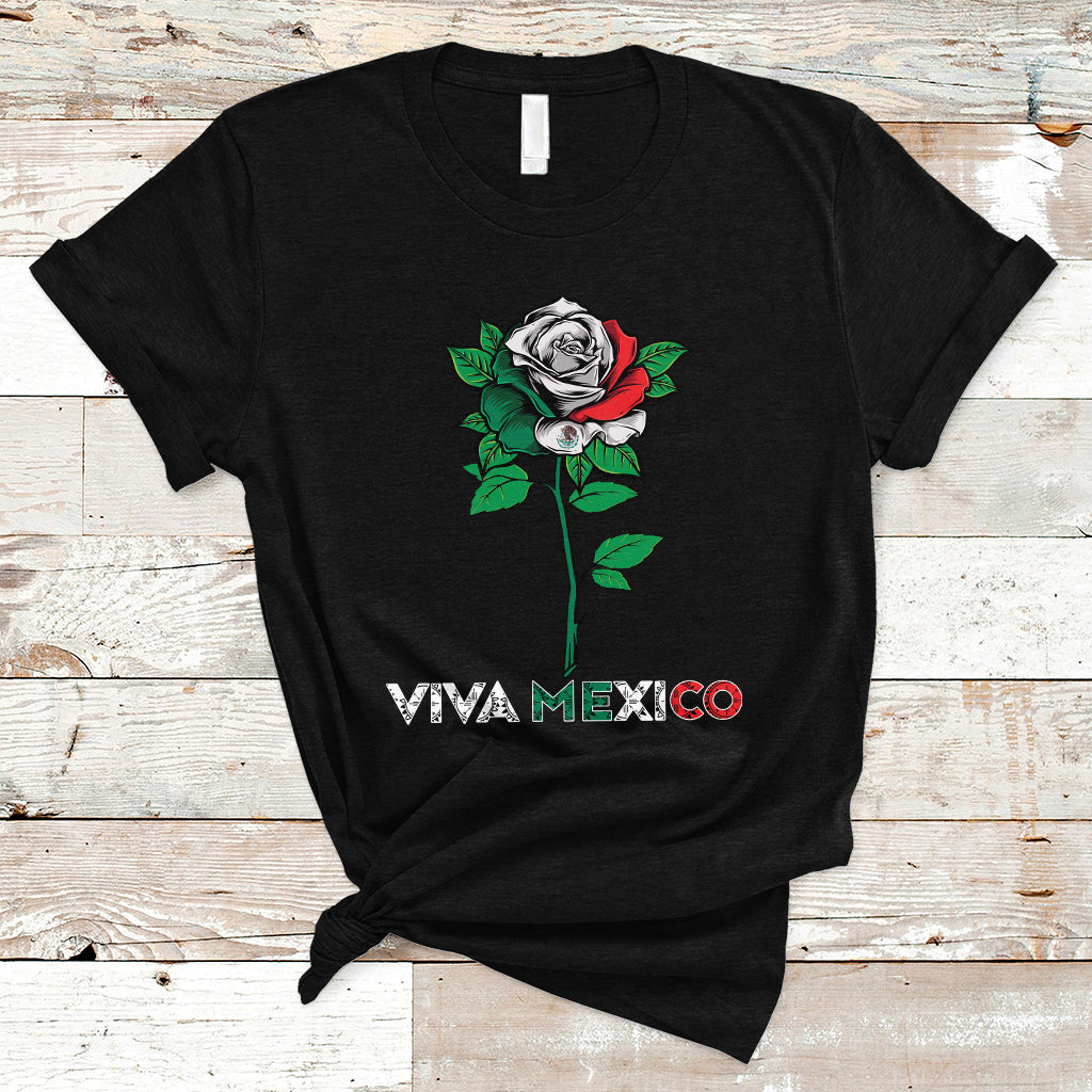 Mexican Independence Day T Shirt Viva Mexico Flag Rose Latino Hispanic Pride - Wonder Print Shop