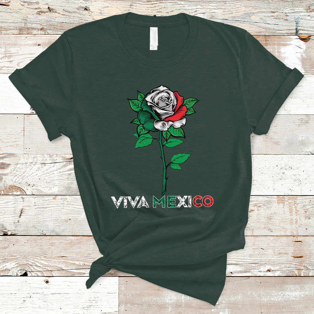 Mexican Independence Day T Shirt Viva Mexico Flag Rose Latino Hispanic Pride - Wonder Print Shop