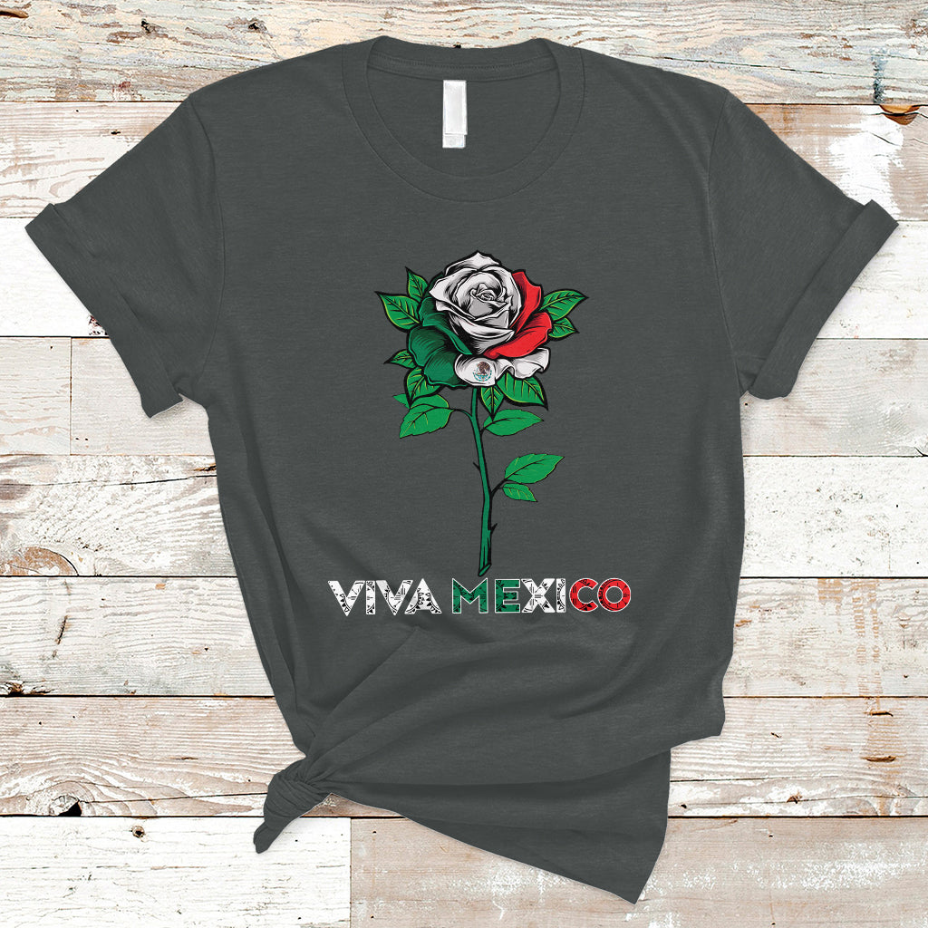 Mexican Independence Day T Shirt Viva Mexico Flag Rose Latino Hispanic Pride - Wonder Print Shop