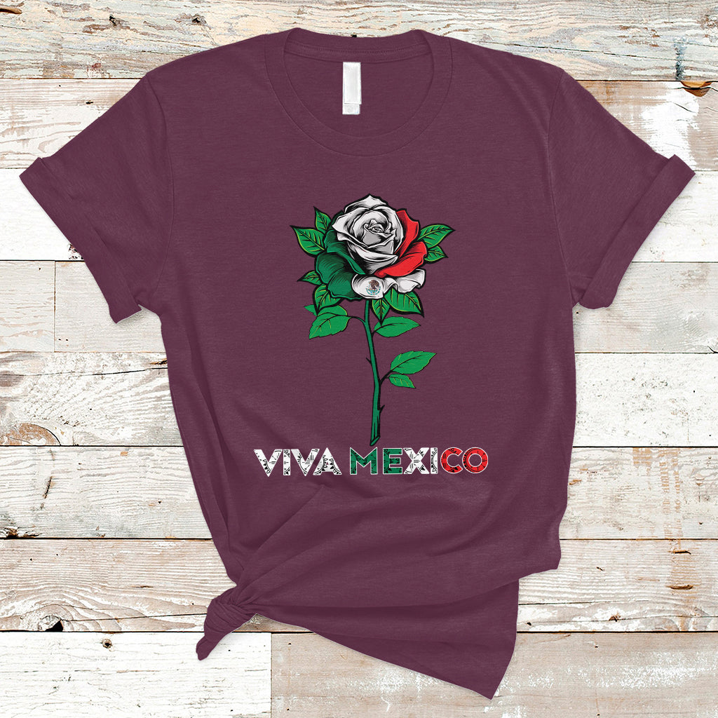 Mexican Independence Day T Shirt Viva Mexico Flag Rose Latino Hispanic Pride - Wonder Print Shop