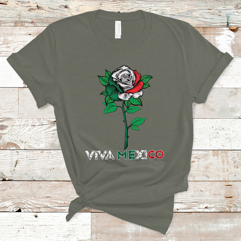 Mexican Independence Day T Shirt Viva Mexico Flag Rose Latino Hispanic Pride - Wonder Print Shop