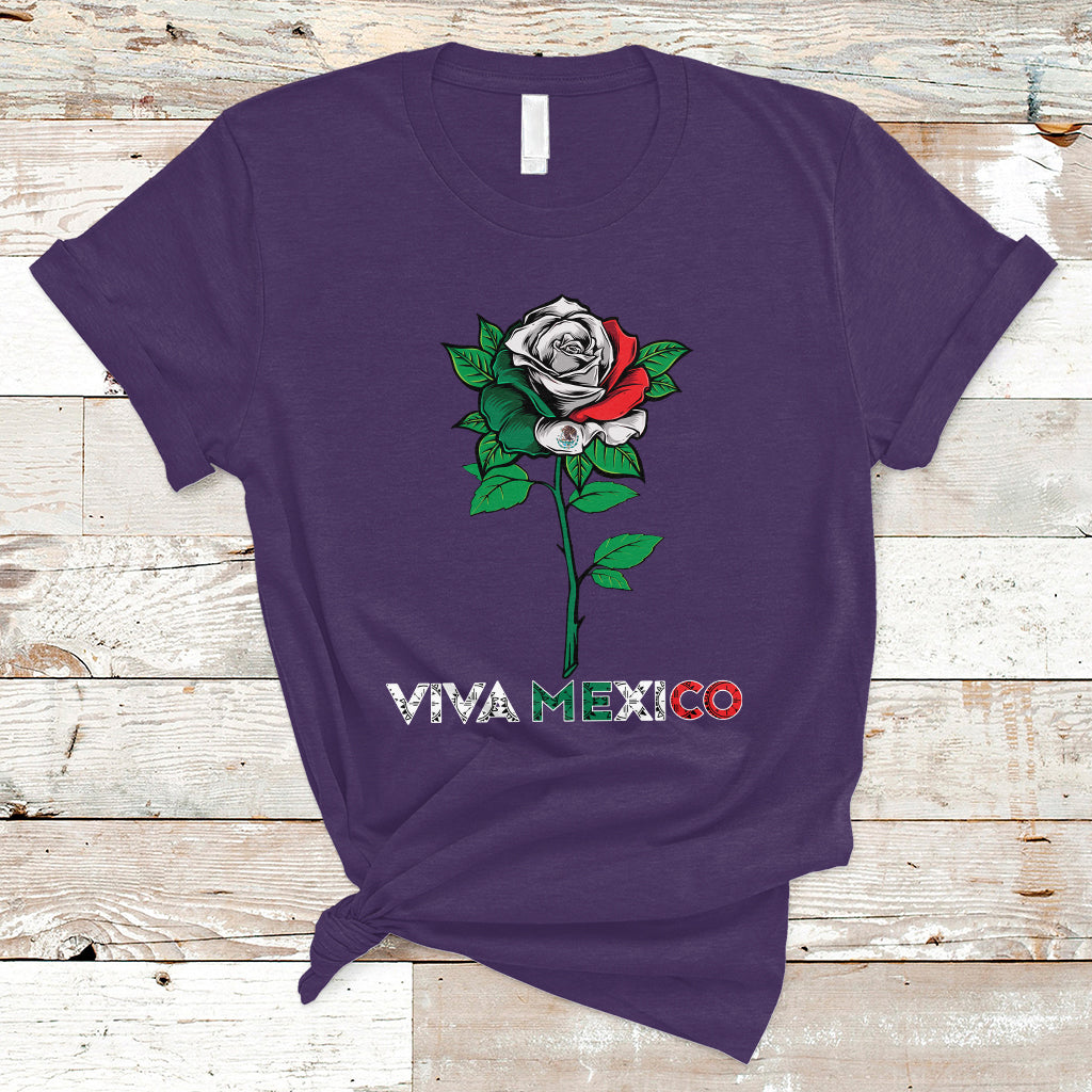 Mexican Independence Day T Shirt Viva Mexico Flag Rose Latino Hispanic Pride - Wonder Print Shop