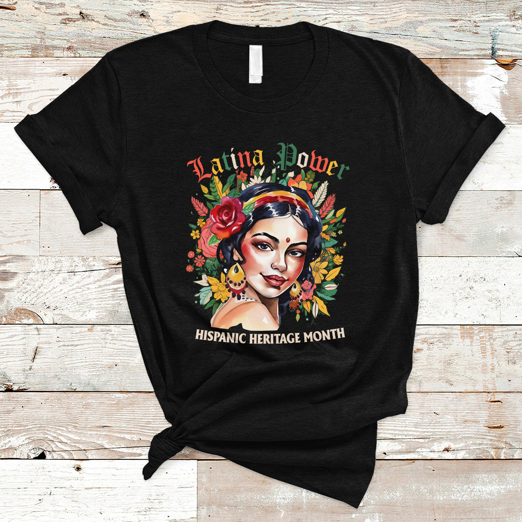 Hispanic Heritage Month T Shirt Latina Power Flowers - Wonder Print Shop
