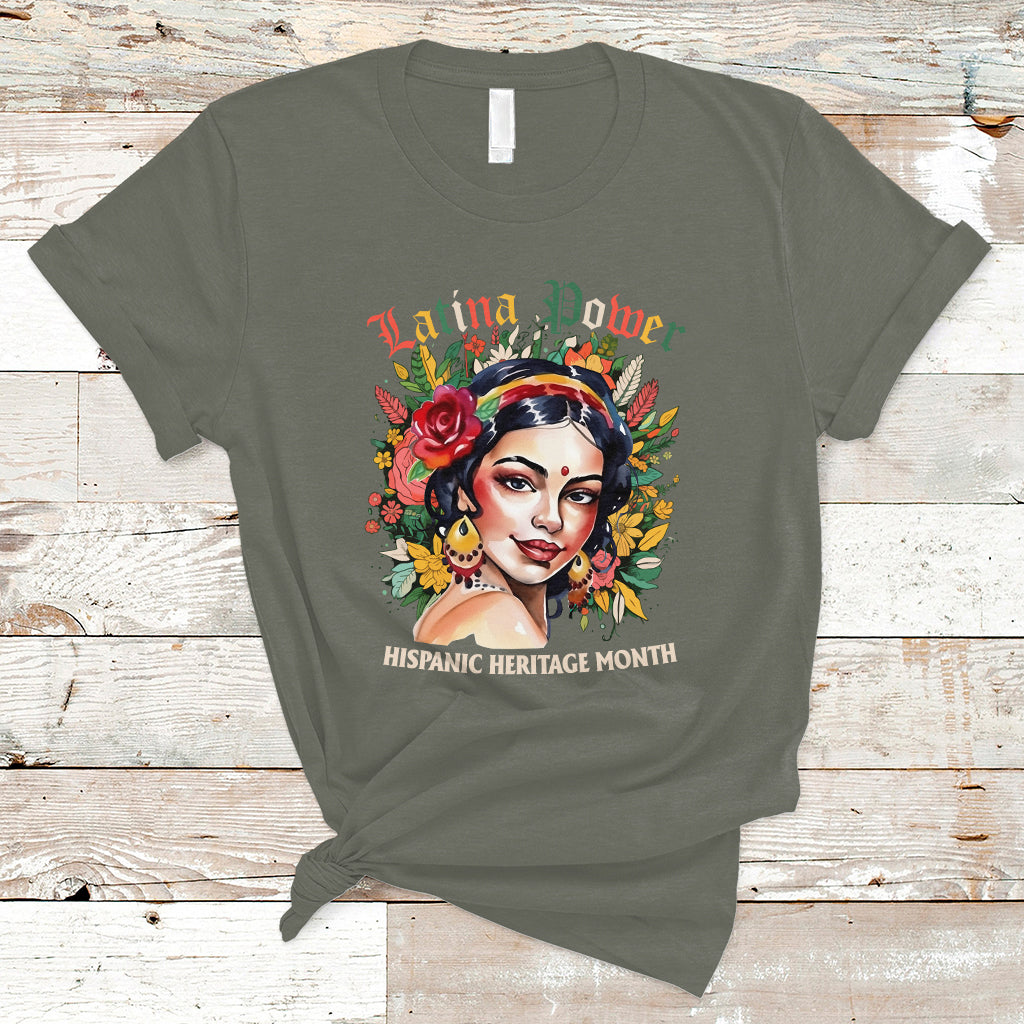 Hispanic Heritage Month T Shirt Latina Power Flowers - Wonder Print Shop