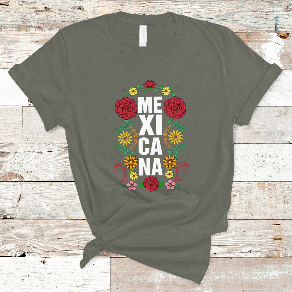 Hispanic Heritage Month Mexico T Shirt Mexicana Flowers Mexican Pride - Wonder Print Shop
