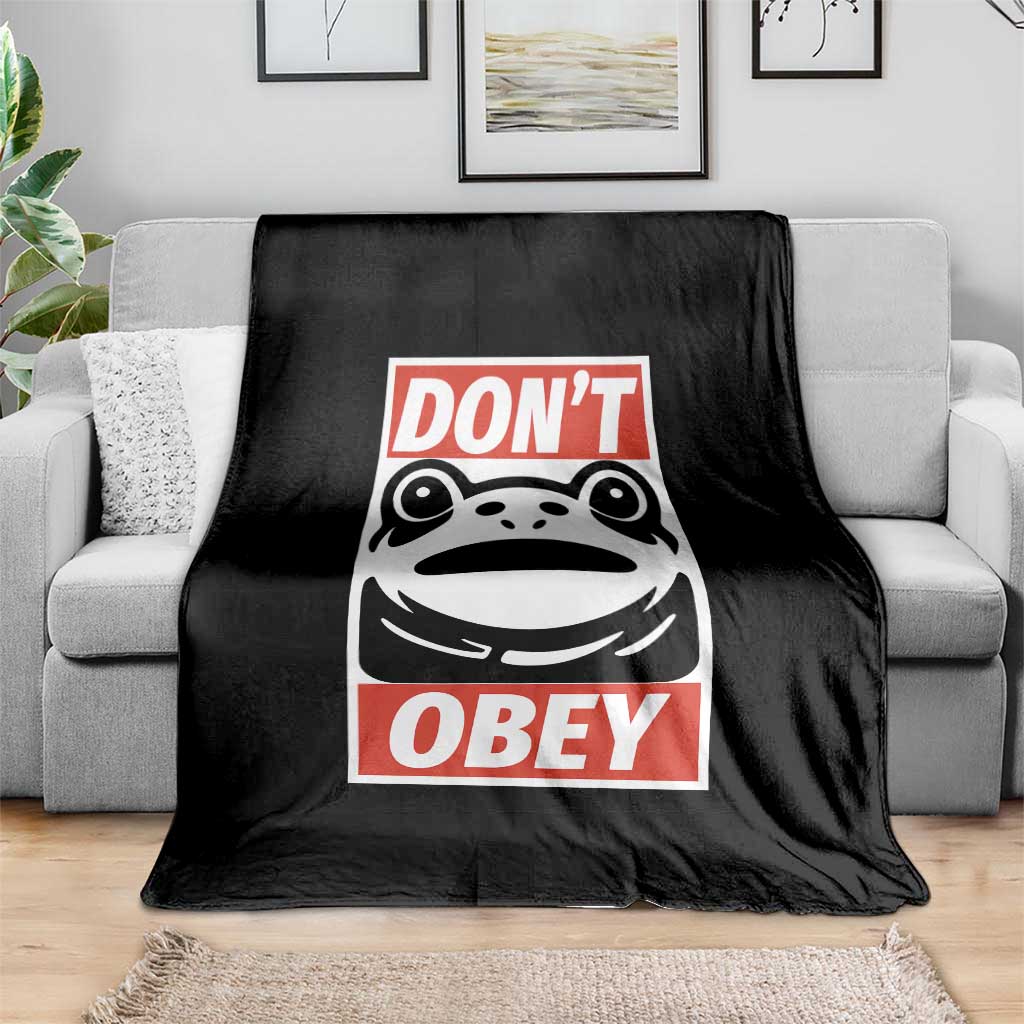 Don't Obey Portland Frog Throw Blanket Protest Parody Poster Graphic - Wonder Print Shop