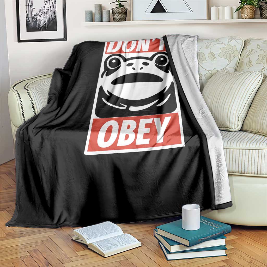 Don't Obey Portland Frog Throw Blanket Protest Parody Poster Graphic - Wonder Print Shop