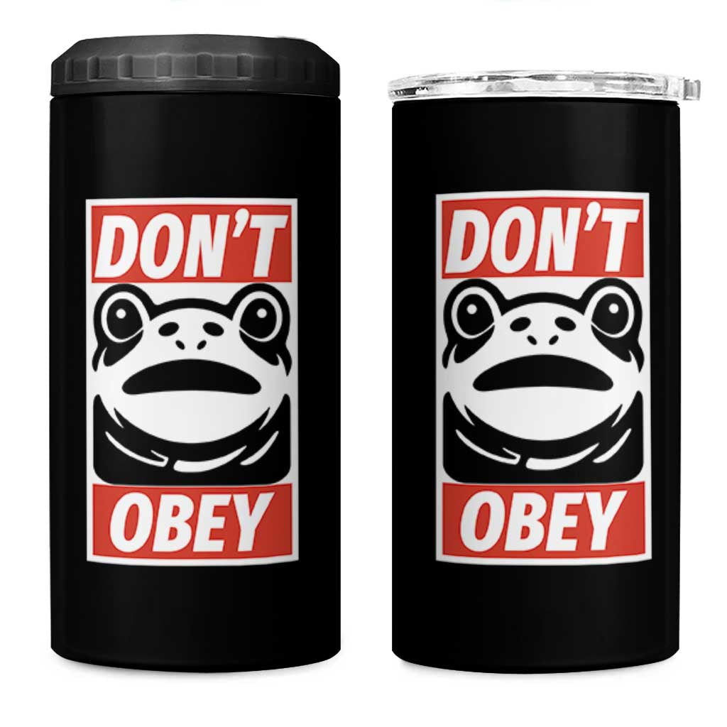 Don't Obey Portland Frog 4 in 1 Can Cooler Tumbler Protest Parody Poster Graphic - Wonder Print Shop
