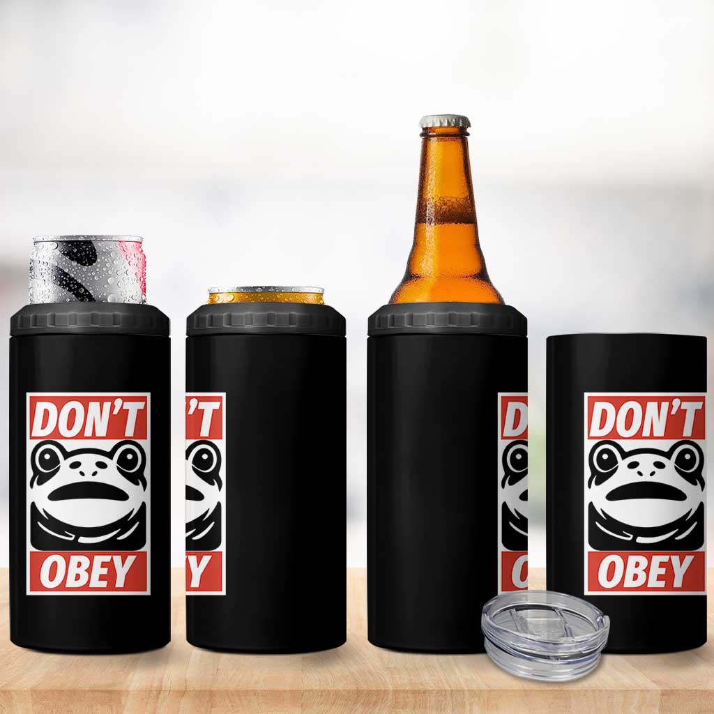 Don't Obey Portland Frog 4 in 1 Can Cooler Tumbler Protest Parody Poster Graphic - Wonder Print Shop