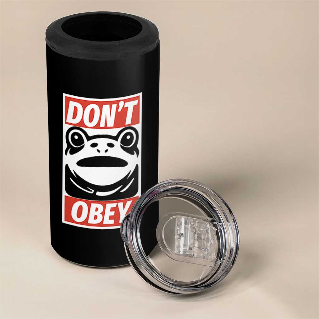 Don't Obey Portland Frog 4 in 1 Can Cooler Tumbler Protest Parody Poster Graphic - Wonder Print Shop