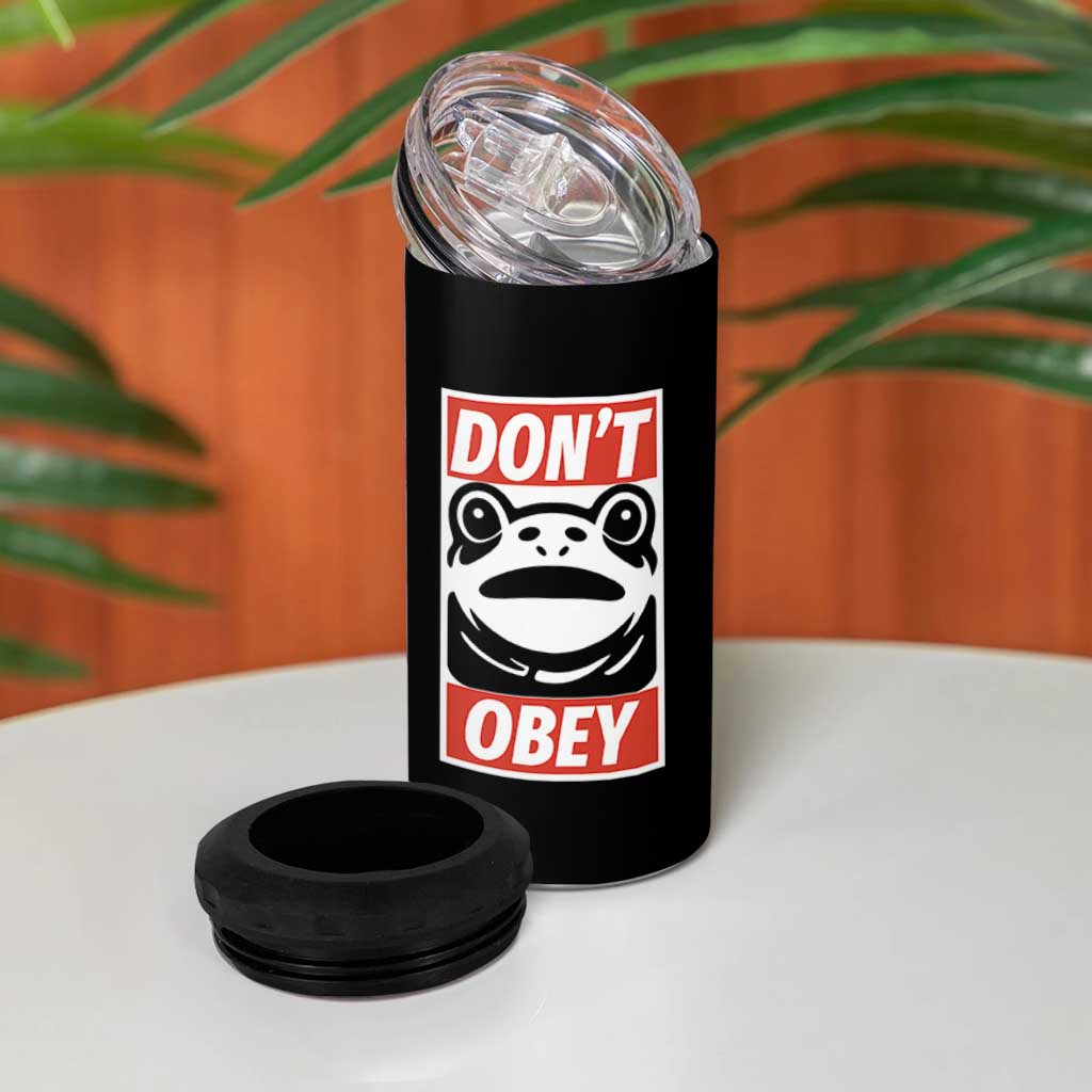 Don't Obey Portland Frog 4 in 1 Can Cooler Tumbler Protest Parody Poster Graphic - Wonder Print Shop
