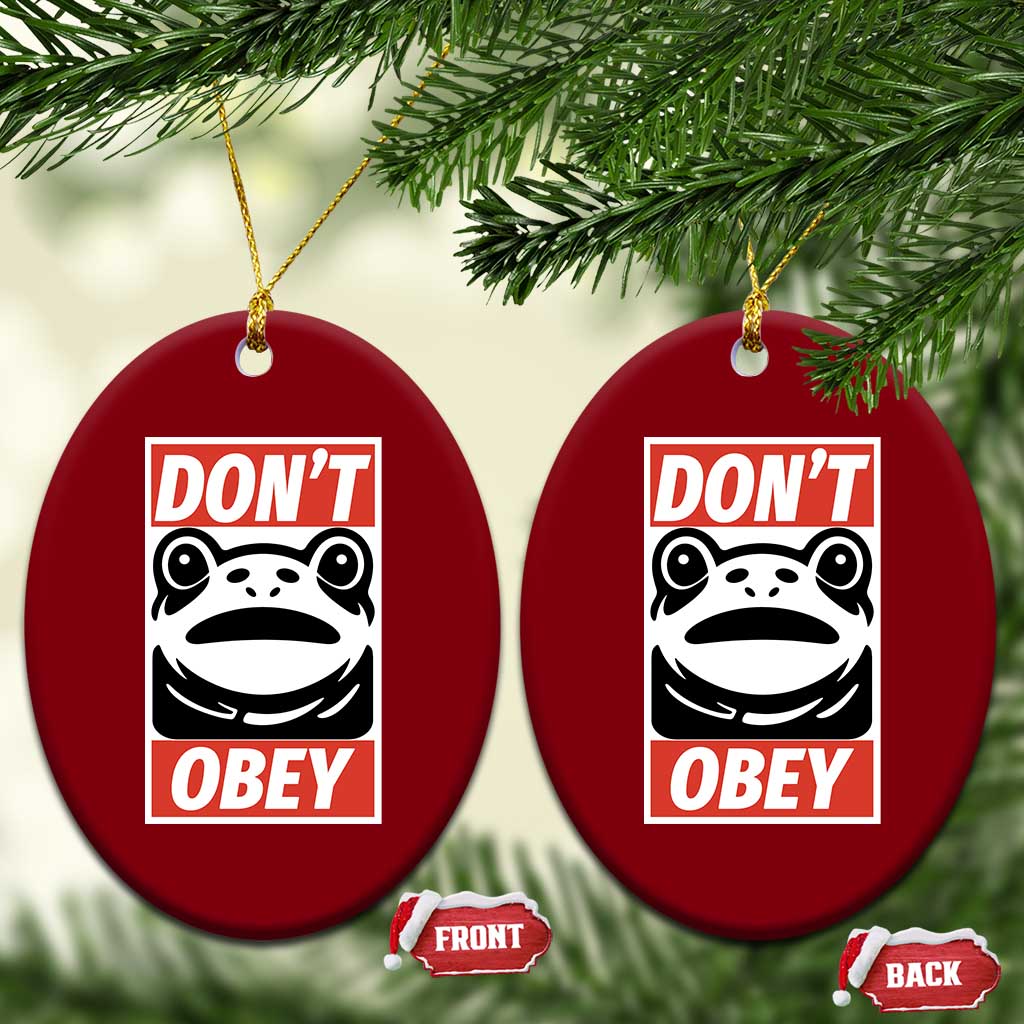 Don't Obey Portland Frog Ceramic Ornament Protest Parody Poster Graphic - Wonder Print Shop