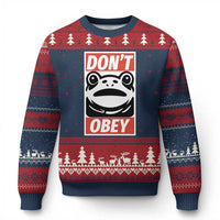 Don't Obey Portland Frog Ugly Christmas Sweater Protest Parody Poster Graphic - Wonder Print Shop