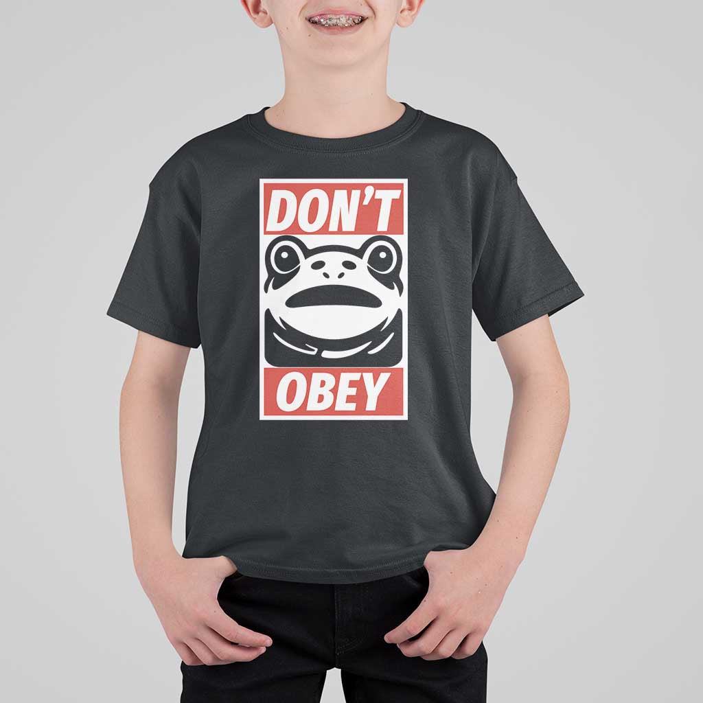 Don't Obey Portland Frog T Shirt For Kid Protest Parody Poster Graphic - Wonder Print Shop