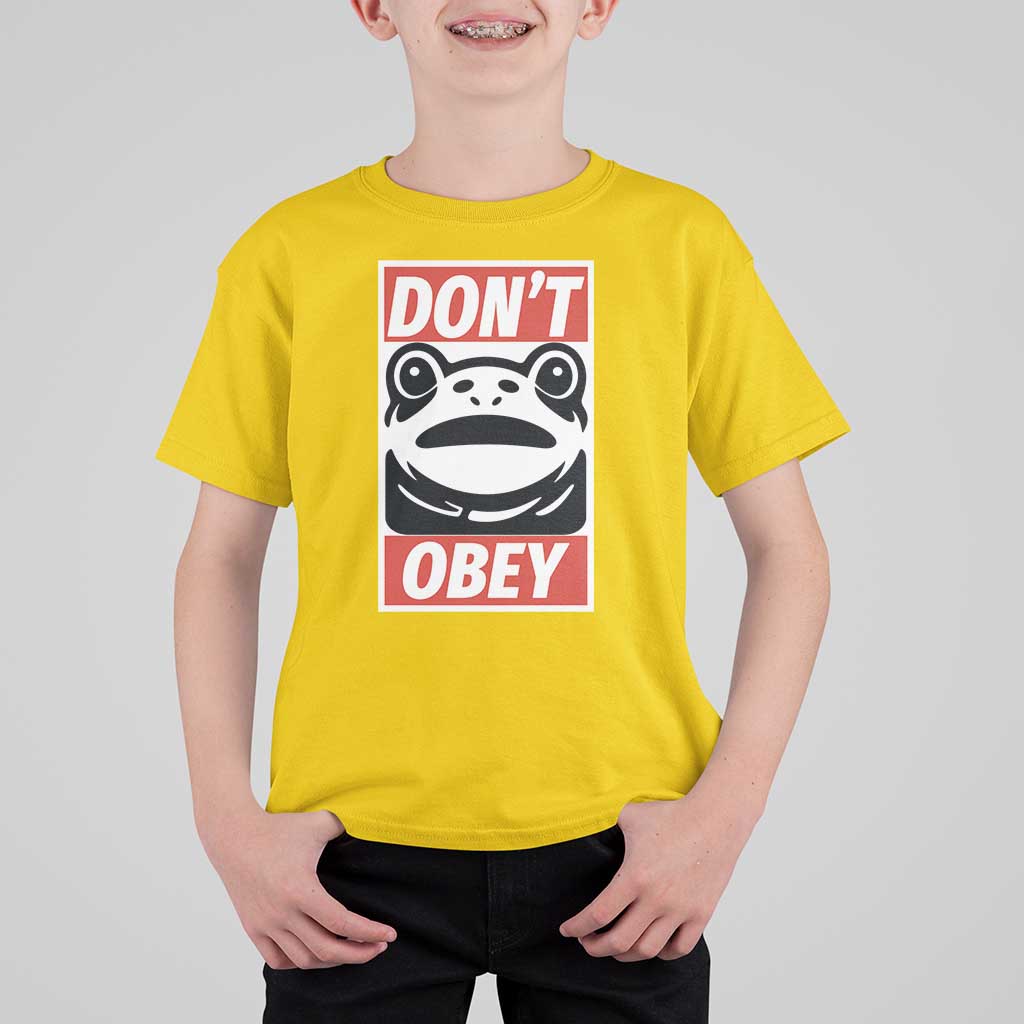 Don't Obey Portland Frog T Shirt For Kid Protest Parody Poster Graphic - Wonder Print Shop