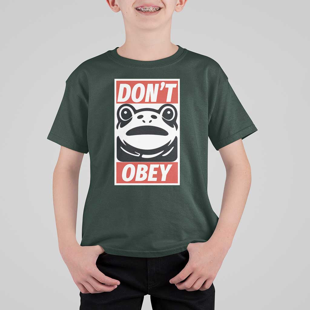Don't Obey Portland Frog T Shirt For Kid Protest Parody Poster Graphic - Wonder Print Shop