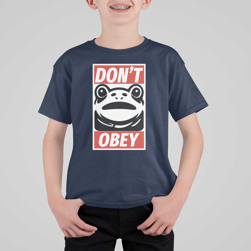 Don't Obey Portland Frog T Shirt For Kid Protest Parody Poster Graphic - Wonder Print Shop