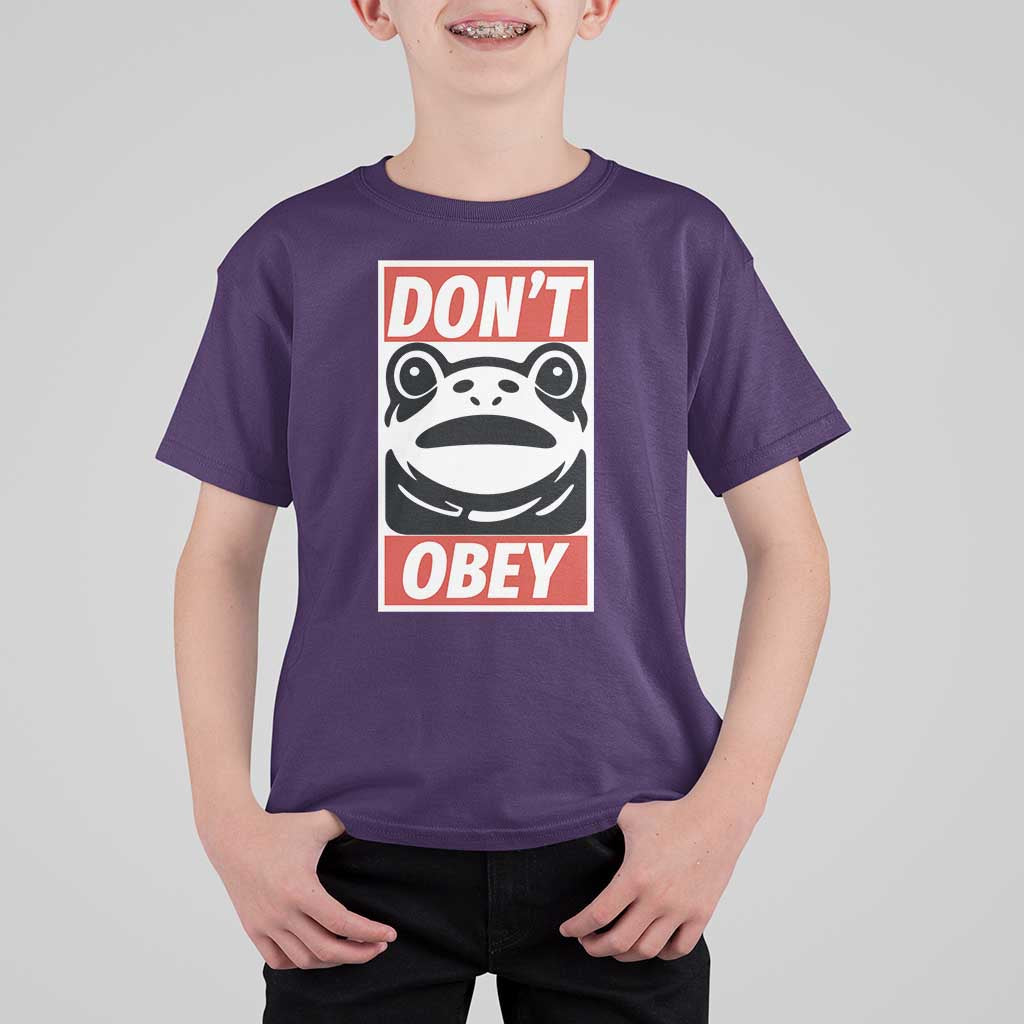 Don't Obey Portland Frog T Shirt For Kid Protest Parody Poster Graphic - Wonder Print Shop