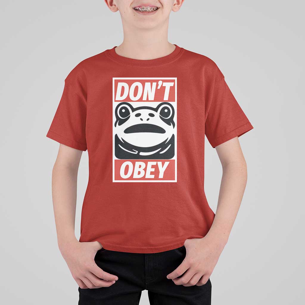 Don't Obey Portland Frog T Shirt For Kid Protest Parody Poster Graphic - Wonder Print Shop