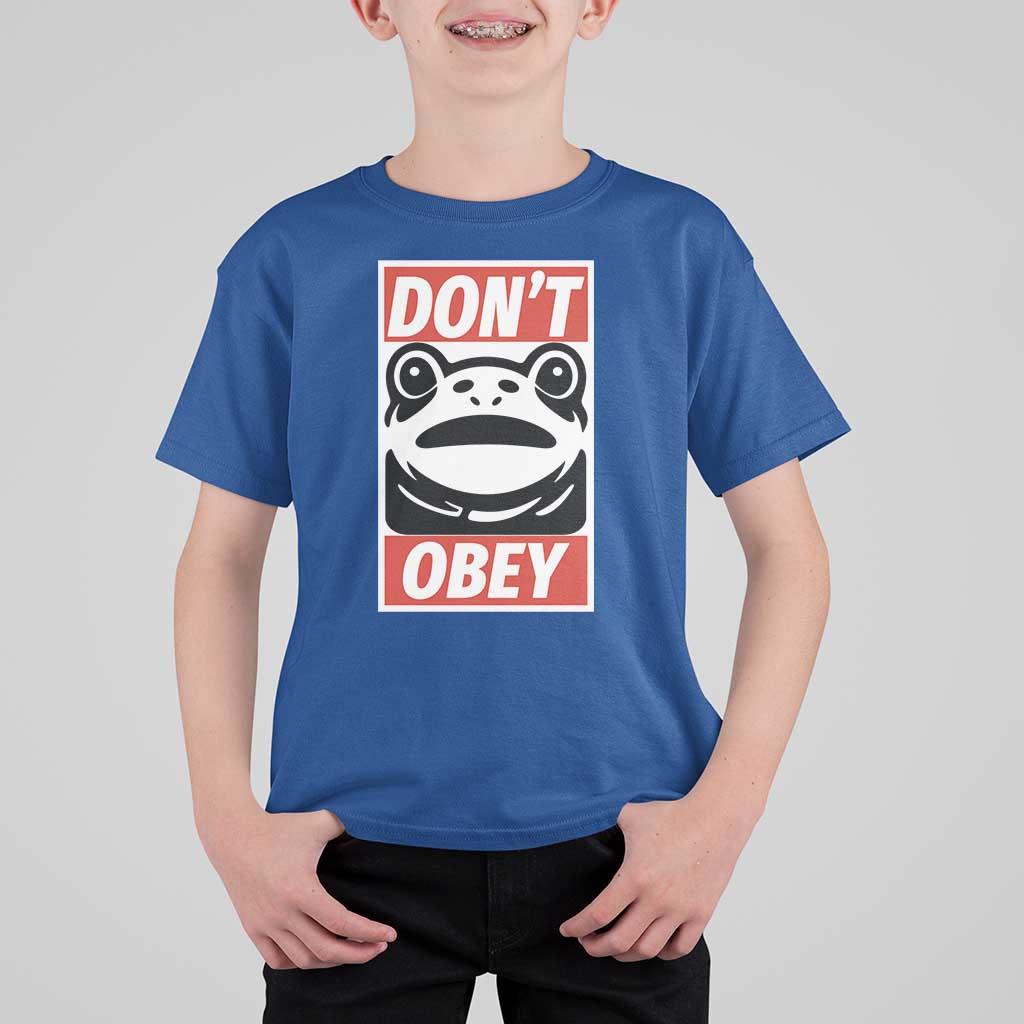 Don't Obey Portland Frog T Shirt For Kid Protest Parody Poster Graphic - Wonder Print Shop