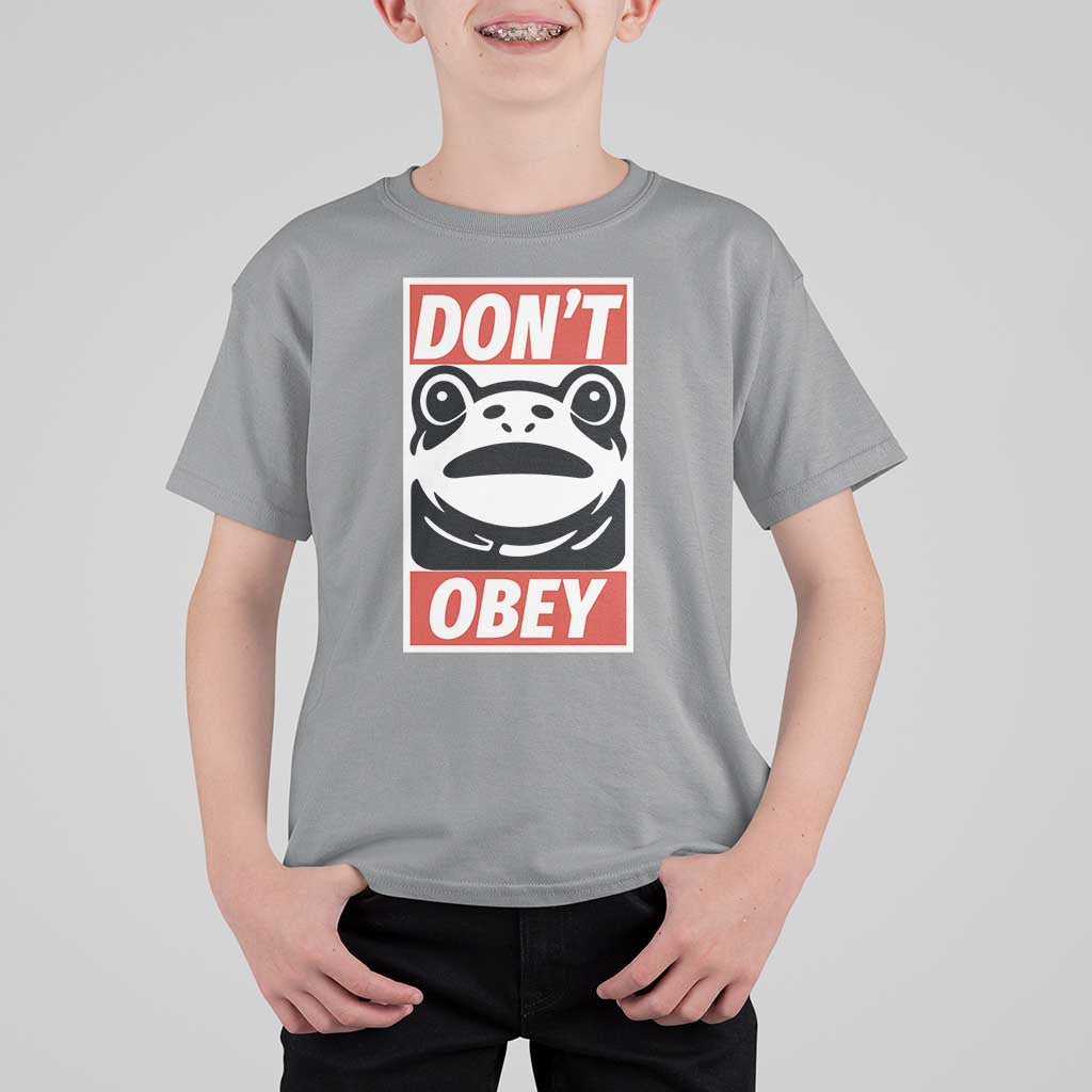 Don't Obey Portland Frog T Shirt For Kid Protest Parody Poster Graphic - Wonder Print Shop