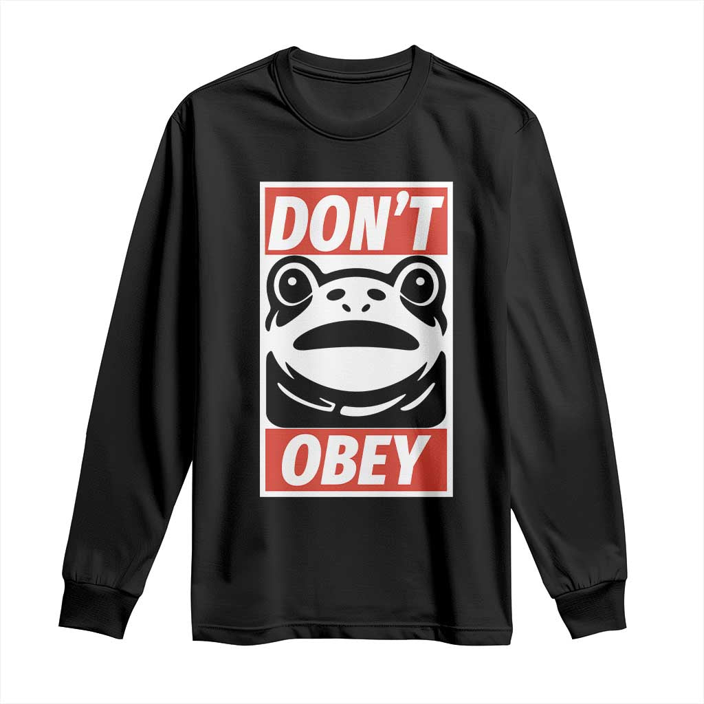 Don't Obey Portland Frog Long Sleeve Shirt Protest Parody Poster Graphic - Wonder Print Shop