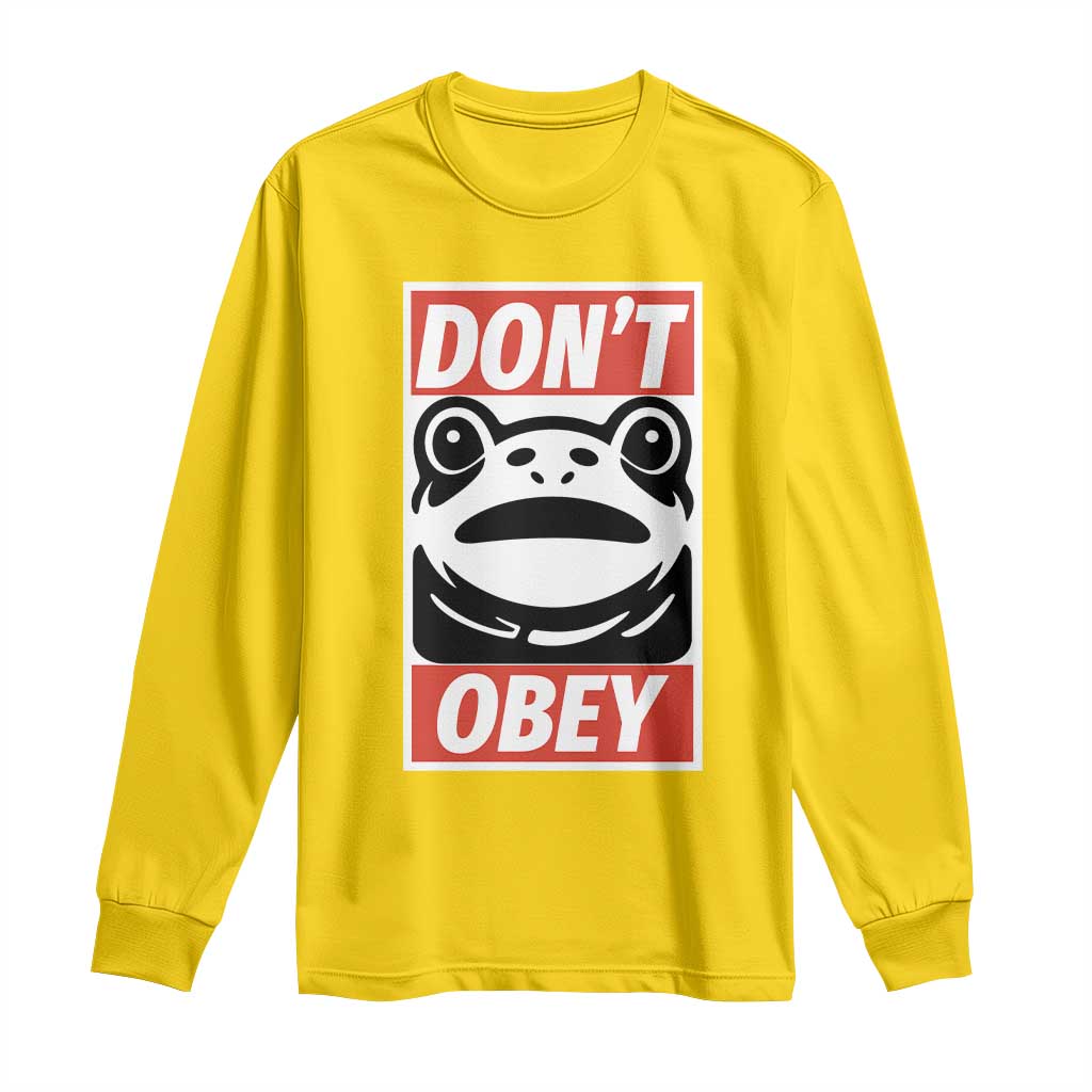 Don't Obey Portland Frog Long Sleeve Shirt Protest Parody Poster Graphic - Wonder Print Shop