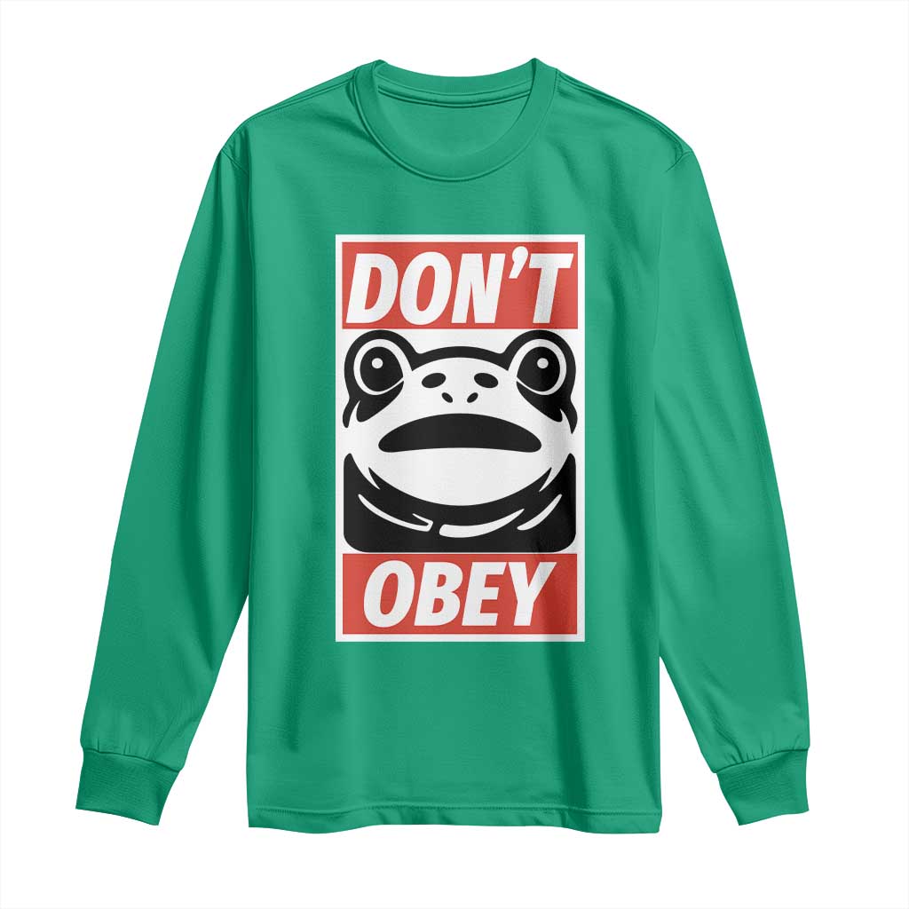 Don't Obey Portland Frog Long Sleeve Shirt Protest Parody Poster Graphic - Wonder Print Shop