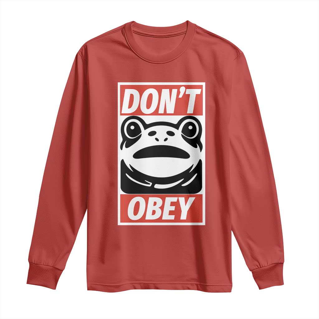 Don't Obey Portland Frog Long Sleeve Shirt Protest Parody Poster Graphic - Wonder Print Shop