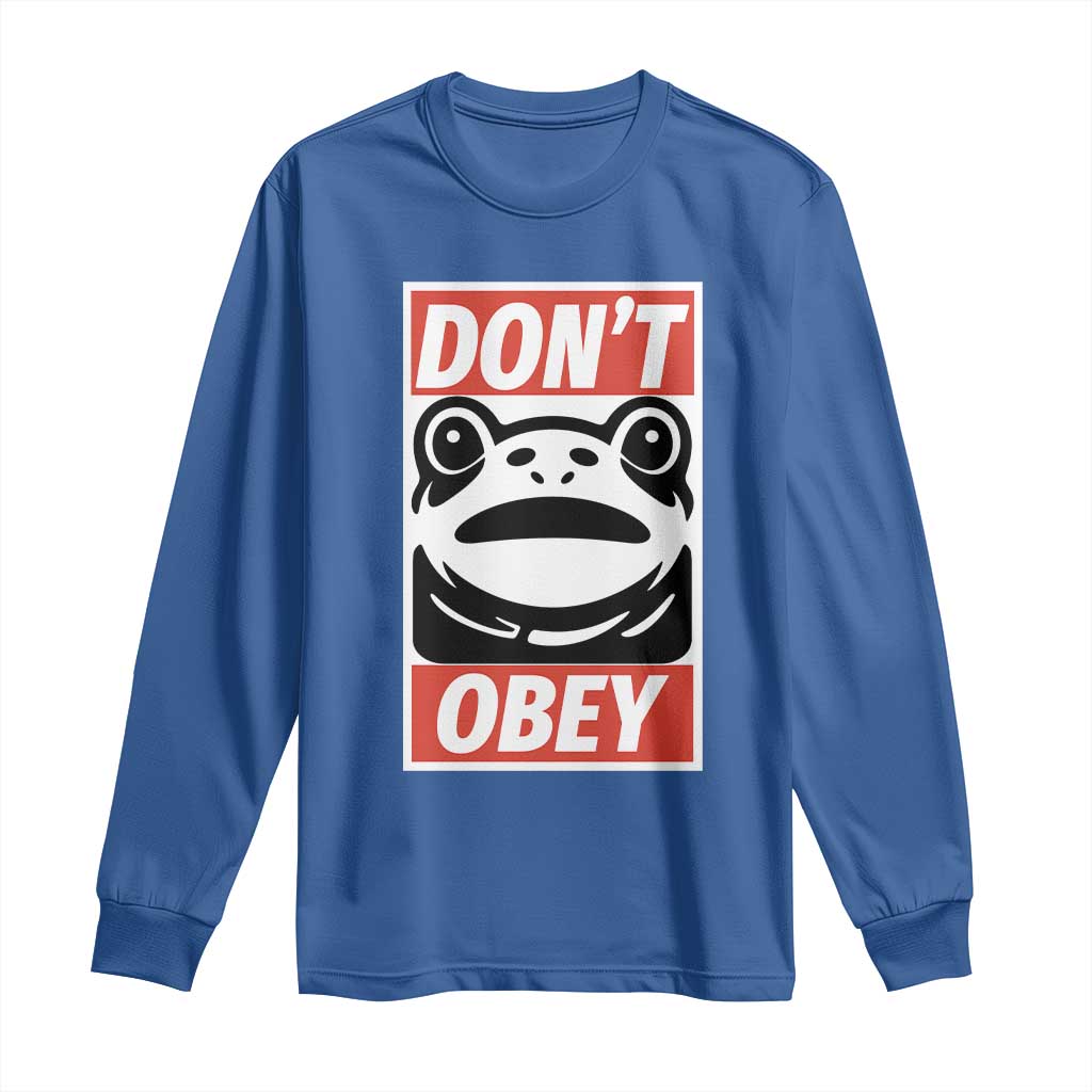 Don't Obey Portland Frog Long Sleeve Shirt Protest Parody Poster Graphic - Wonder Print Shop