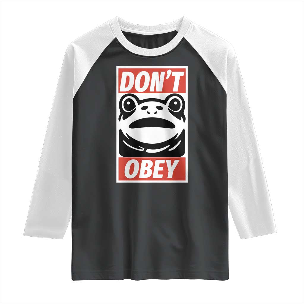 Don't Obey Portland Frog Raglan Shirt Protest Parody Poster Graphic - Wonder Print Shop