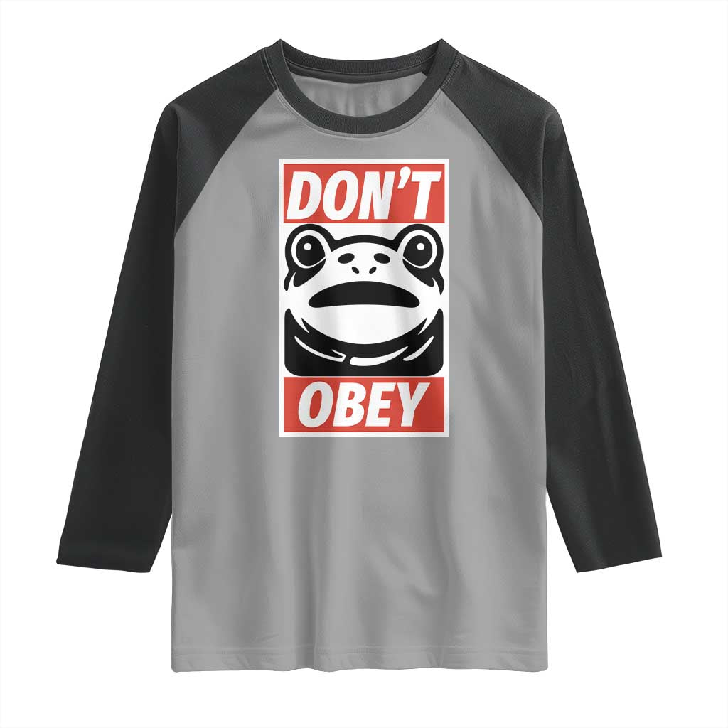 Don't Obey Portland Frog Raglan Shirt Protest Parody Poster Graphic - Wonder Print Shop