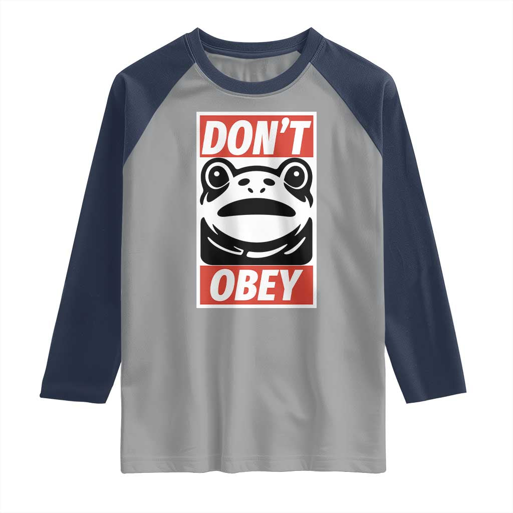 Don't Obey Portland Frog Raglan Shirt Protest Parody Poster Graphic - Wonder Print Shop