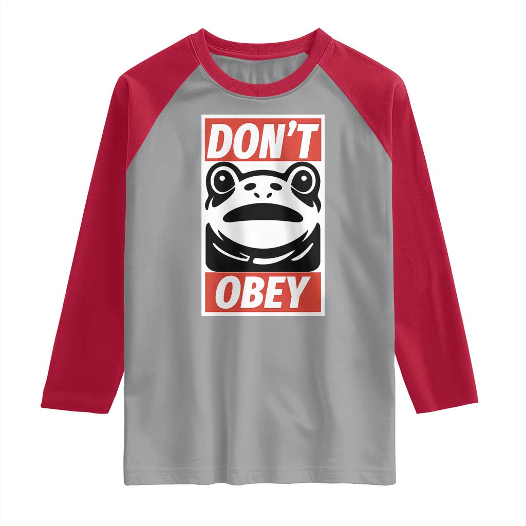 Don't Obey Portland Frog Raglan Shirt Protest Parody Poster Graphic - Wonder Print Shop