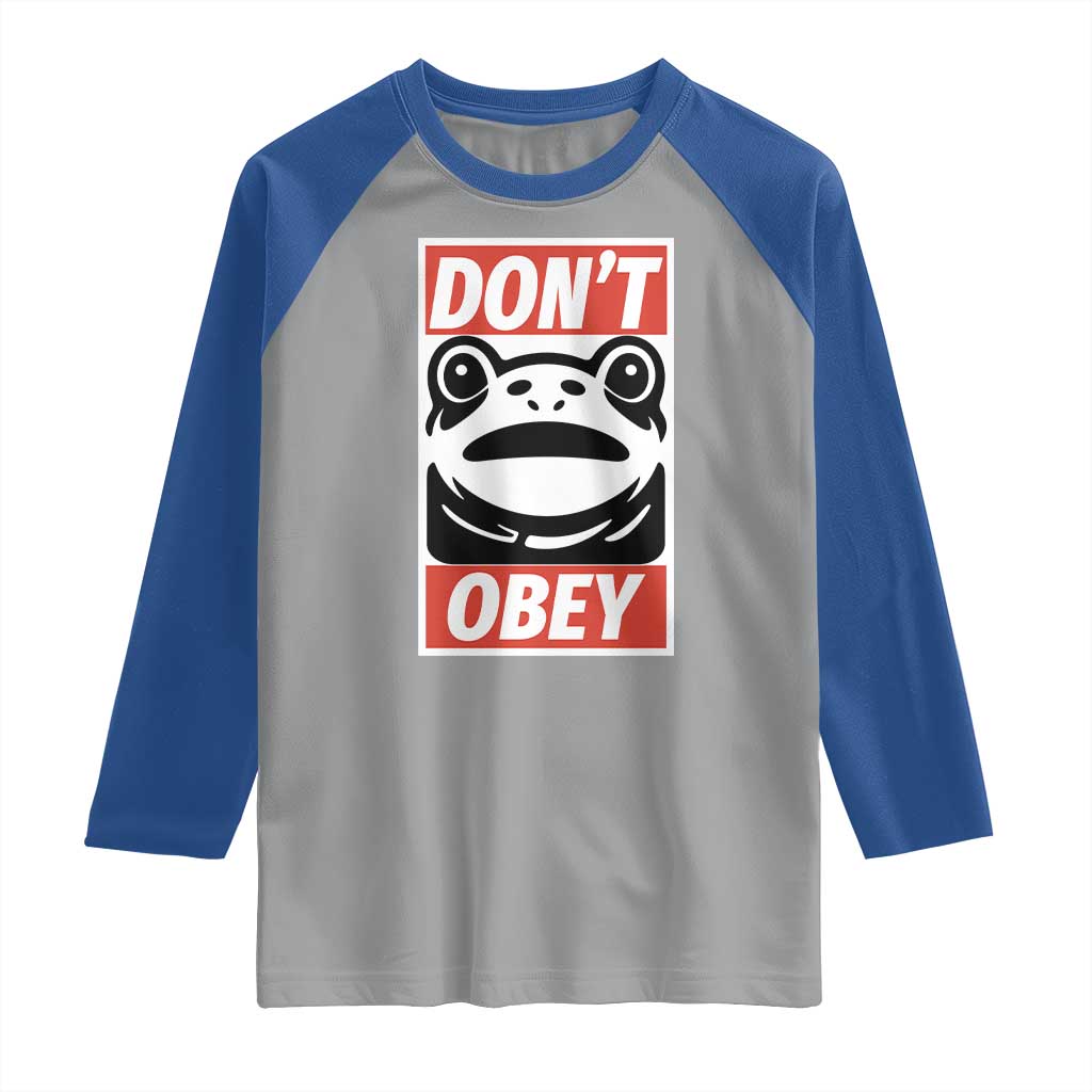 Don't Obey Portland Frog Raglan Shirt Protest Parody Poster Graphic - Wonder Print Shop